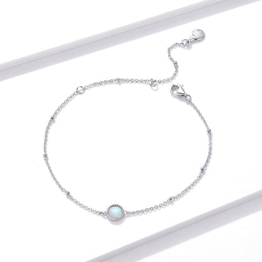 925 Sterling Silver Opal Bracelet for Women - Adjustable Size, Translucent Color - 0