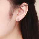 925 Sterling Silver Earrings with Pavé Setting CZ, 1.1*0.3cm-8