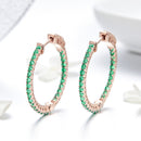 925 Sterling Silver Plated Rose Gold Pavé Setting CZ Earrings-5
