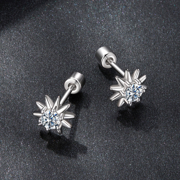 925 Sterling Silver Moissanite 0.10 Carat Earrings for Women - 0.7cm Size