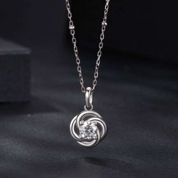 925 Sterling Silver 0.5 Carat Moissanite Necklace with White Gold Plating for Women