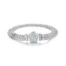 925 Sterling Silver and Platinum Plated 17.0 cm Pavé Setting CZ Bracelet for Women-2