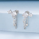 925 Sterling Silver White Gold Plated Pavé Setting CZ Earrings, 1.5cm for Women-2