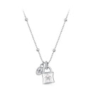 925 Sterling Silver White Gold Plated Necklace with CZ and Nacre for Women-1