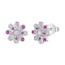 925 Sterling Silver Earrings with Synthetic Opal and CZ-1