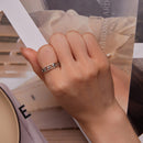 925 Sterling Silver Oxidized Silver Ring with Pavé Setting CZ, Size 6 for Women-6