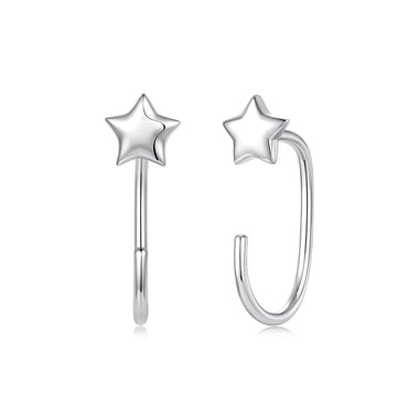 925 Sterling Silver Brass Earrings with White Gold Plating 1.4cm for Women - 0