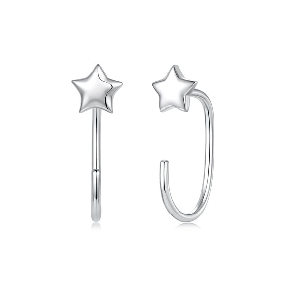 925 Sterling Silver Brass Earrings with White Gold Plating 1.4cm for Women