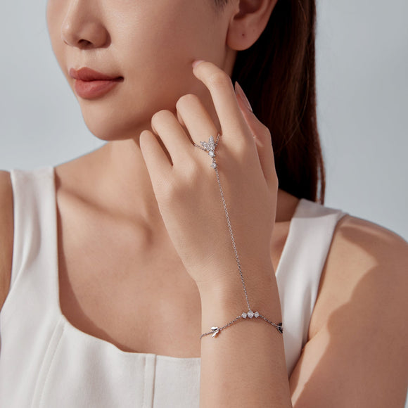925 Sterling Silver Bracelet with Pavé Set CZ in White Gold 15+6cm