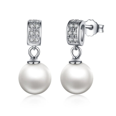 925 Sterling Silver Earrings with Zircon and Pearl for Women