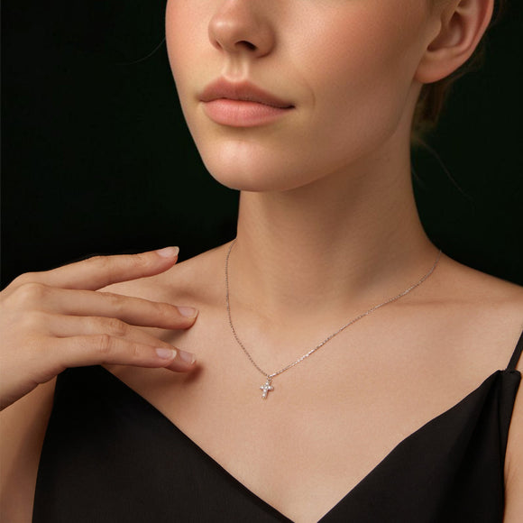 925 Sterling Silver Moissanite Pendant Necklace 40+5cm for Women