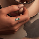 925 Sterling Silver White Gold Plated Opal Enamel Ring-6