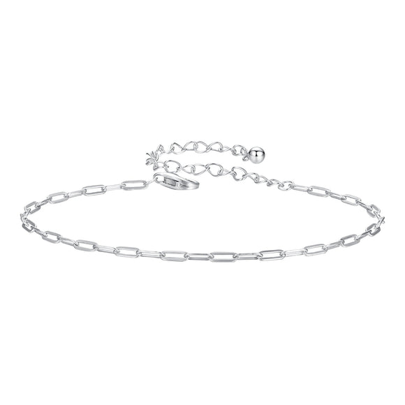 925 Sterling Silver Plated White Gold Adjustable Bracelet for Women