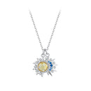 925 Sterling Silver Necklace with Transparent Glass and Pavé Setting CZ - Length 450mm-1