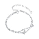 925 Sterling Silver Bracelets with Platinum Plating and CZ Stones - 150+60mm-2