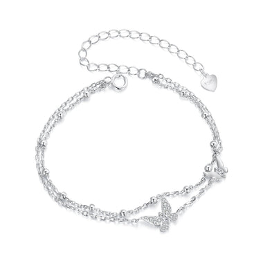 925 Sterling Silver Bracelets with Platinum Plating and CZ Stones - 150+60mm - 0