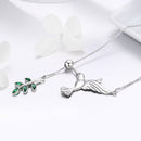 925 Sterling Silver Necklace with Bird and Leaves Design for Women-6