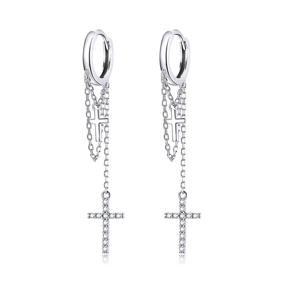 S925 Sterling Silver Plated Platinum Pavé Setting CZ Earrings for Women