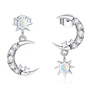 925 Sterling Silver Earrings with Translucent Opal and CZ in Oxidized Finish-3