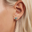 925 Sterling Silver Earrings with CZ and Glass, 12x14mm, for Women-6