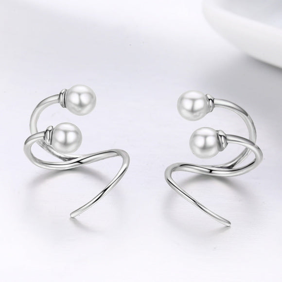 925 Sterling Silver Oxidized Earrings with Shell Pearl for Women