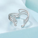 925 Sterling Silver Plated White Gold Adjustable Ring for Women-3