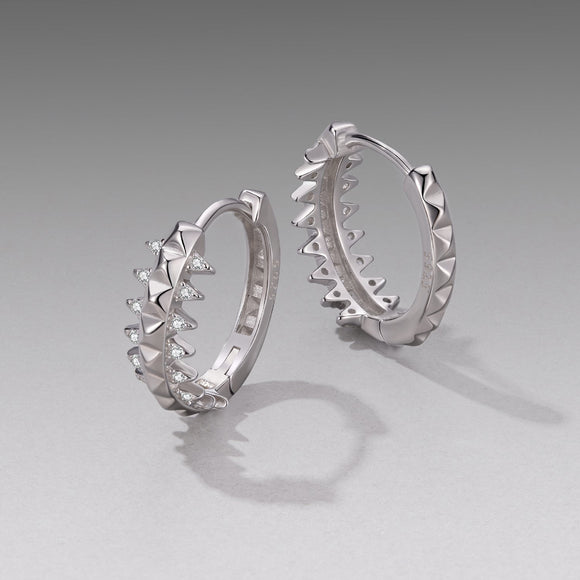 925 Sterling Silver White Gold Plated 1.6cm Pavé CZ Hoop Earrings for Women