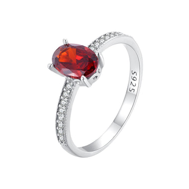 925 Sterling Silver Pavé Setting CZ Synthetic Garnet Ring for Women - 0