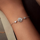 925 Sterling Silver White Gold Plated Bracelet with CZ Pendant-4