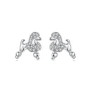 925 Sterling Silver White Gold Plated Pavé CZ Earrings-1