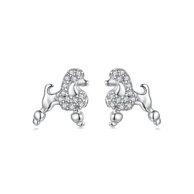 925 Sterling Silver White Gold Plated Pavé CZ Earrings