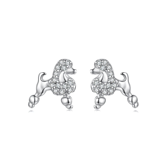 925 Sterling Silver White Gold Plated Pavé CZ Earrings