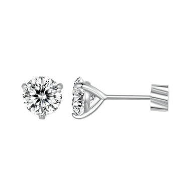 925 Sterling Silver Moissanite Earring 0.7cm White Gold Plated for Women - 0