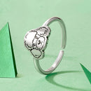 925 Sterling Silver Oxidized Silver Dog Ring for Women-2