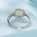 925 Sterling Silver White Gold-Plated Ring with Nacre Pendant - Style E for Women-5