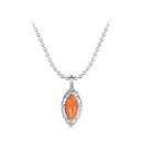 925 Sterling Silver Necklace with Synthetic Opal Pendant, 45cm, Plated White Gold for Women-1