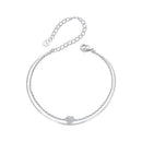 925 Sterling Silver White Gold Plated Heart-Shaped Bracelet with CZ, Length 150+60mm-2