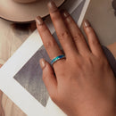 925 Sterling Silver Enamel White Gold Plated 5mm Ring-5
