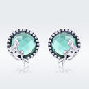 S925 Oxidized Silver Transparent Glass Earrings for Women-3