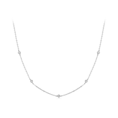 925 Sterling Silver White Gold Plated Adjustable Moissanite Necklace for Women - 0