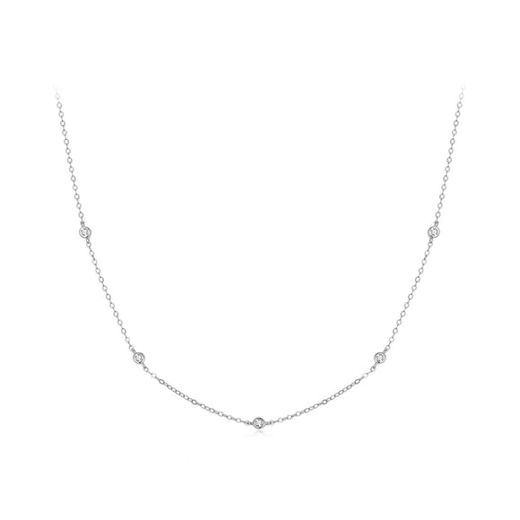 925 Sterling Silver White Gold Plated Adjustable Moissanite Necklace for Women