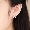 925 Sterling Silver Oxidized Pavé Setting CZ Earrings 1.1cm for Women-6