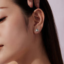 925 Sterling Silver Earrings with Pavé CZ and White Gold Plating, Size 0.9*1.3 cm for Women-8