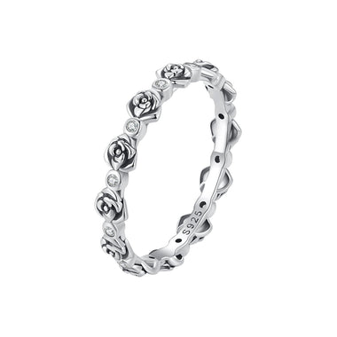 925 Sterling Silver Ring with Pavé Setting CZ - Size 6.0 - Oxidized Silver - 0