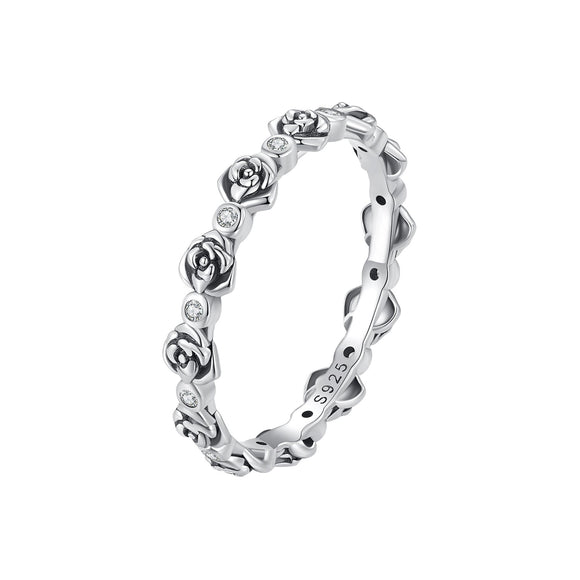 925 Sterling Silver Ring with Pavé Setting CZ - Size 6.0 - Oxidized Silver