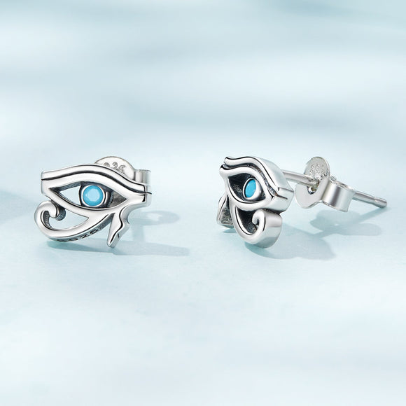 925 Sterling Silver Turquoise Earrings, 0.6*0.9cm, Oxidized Silver Finish for Women