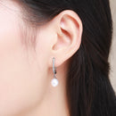 925 Sterling Silver Freshwater Pearl Earrings with Pavé Setting CZ for Women-6