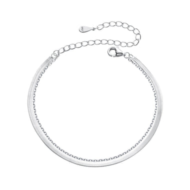 925 Sterling Silver 15+6cm White Gold Plated Bracelet for Women