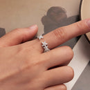 925 Sterling Silver White Gold Plated Pavé Setting CZ Flower Ring for Women-5