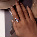 925 Sterling Silver Enamel Opal Ring with Pavé Setting for Women-7